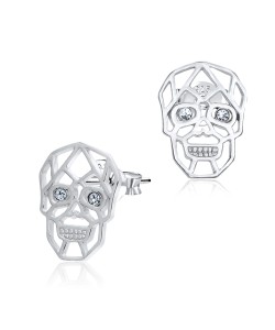 Skull Shaped Silver Stud Earring STS-3732